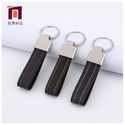 Zinc Alloy Leather Keychain Metal PU Leather Cowhide Keychain Creative Car Logo Gift Leather Keychain