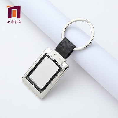 Rectangular Rotating Metal Keychain Creative Gift Car Hanger Pattern Processing Keychain Wholesale