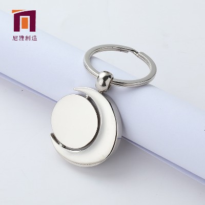 Moon Rotating Metal Keychain Creative Gift Car Hanger LOGO Nameplate Processing Keychain Wholesale