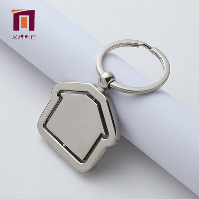 House Rotating Metal Keychain House Shaped Keychain House Keyring House Rotating Keychain