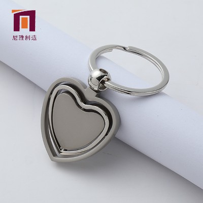 Love Rotating Metal Keychain Creative Gift Car Pendant Heart Pattern Keychain