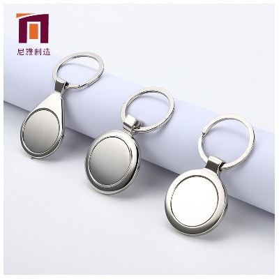 Metal keyplate engraved name keychain Personalized zinc alloy circular keychain Ordinary keychain