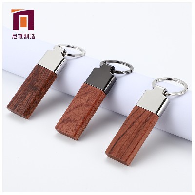 Creative New Wood Keychain Wholesale Zinc Alloy Keychain Car Keychain Pendant Carving Small Gift