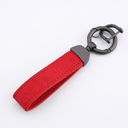 Leather keychain metal PU leather cowhide keychain suede keychain small gift