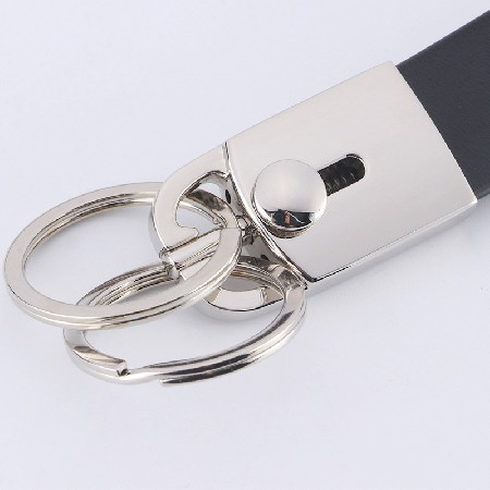 Manufacturer's Double Ring Keychain Leather Chain Car Keychain Waist Hang Men's Keychain Wholesale