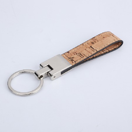 Imitation wood grain leather decoration metal keychain logo creative automotive accessories gift keychain processing wholesale