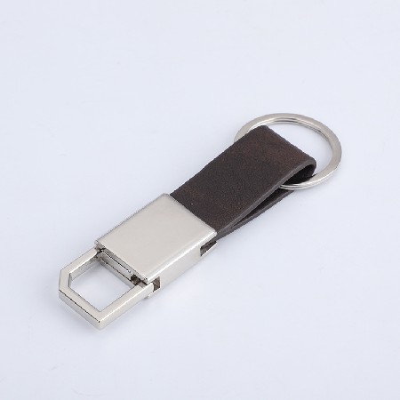 Metal PU leather keychain creative leather advertising small gift logo processing