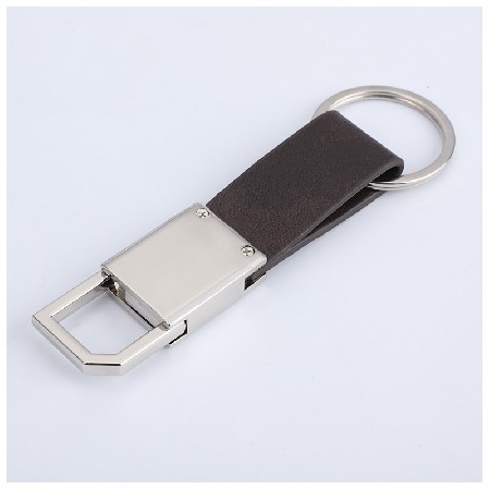 Metal PU leather keychain creative leather advertising small gift logo processing