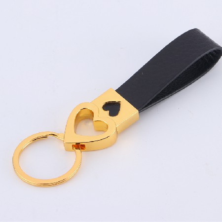 Manufacturer's new men's and women's waist hanging leather keychain Heart shaped keychain Leather keychain