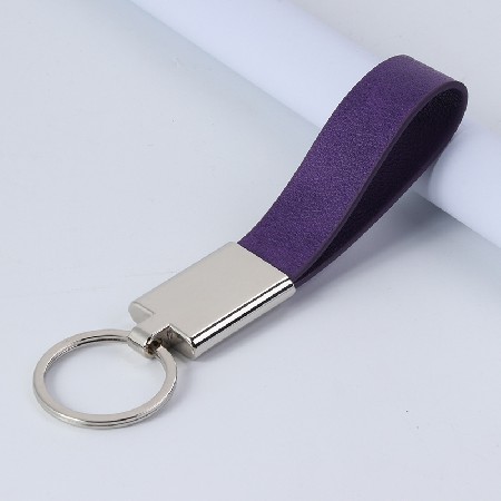 High grade creative leather decoration metal keychain leather decoration keychain creative gift leather keychain keyring