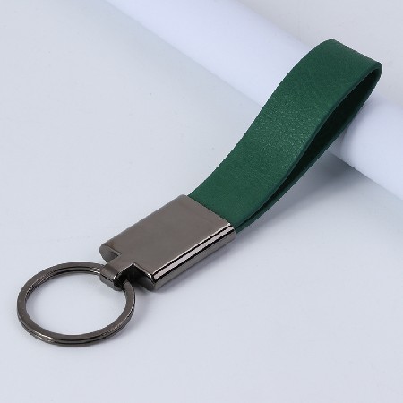 High grade creative leather decoration metal keychain leather decoration keychain creative gift leather keychain keyring