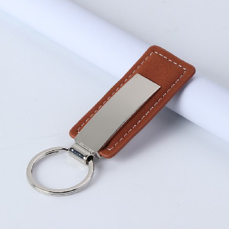 New style leather keychain metal car keychain PU leather keychain keychain with printed logo