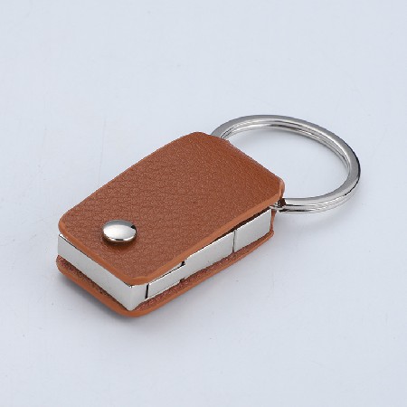 High grade creative leather car keychain, personalized creativity, foldable and minimalist waist trailer keychain