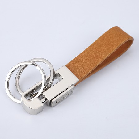 Double Ring Leather Decorative Metal Keychain Automotive Accessories Creative Welfare Small Gift PU Leather Keychain