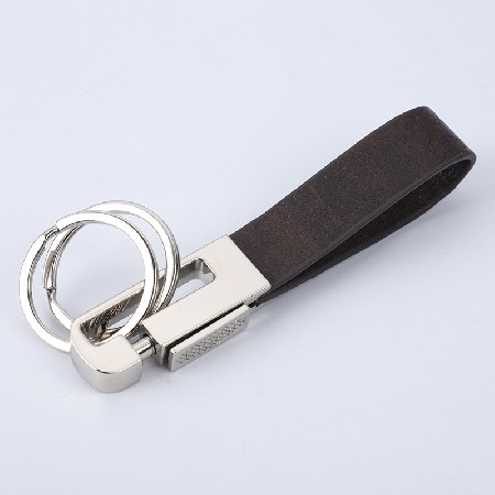 Double Ring Leather Decorative Metal Keychain Automotive Accessories Creative Welfare Small Gift PU Leather Keychain