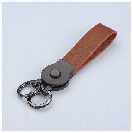 Waist hanging simple double ring leather keychain keychain keychain business gift fashion accessories keychain