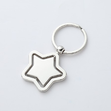 Five Point Star Rotating Metal Keychain Creative Gift Car Pendant Custom Pattern Keychain Wholesale