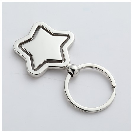 Five Point Star Rotating Metal Keychain Creative Gift Car Pendant Custom Pattern Keychain Wholesale