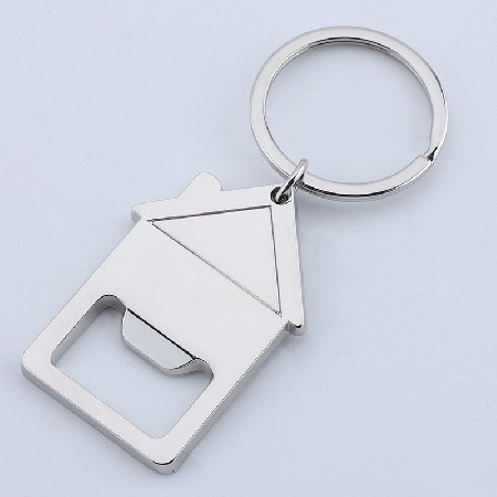 Zhongshan Metal Keychain Manufacturer House Shape Bottle Opener Creative Personalized Processing Metal Keychain