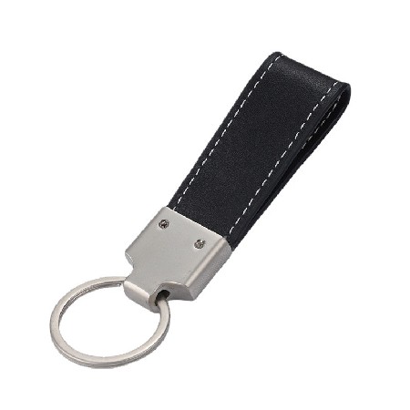 New leather decorative metal keychain, black car accessories, gift, keychain processing and wholesale