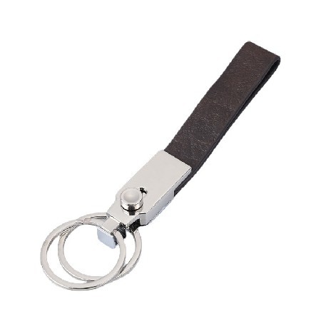 Metal Double Ring Leather Keychain Automotive Accessories Creative Gift Logo Processing Keychain