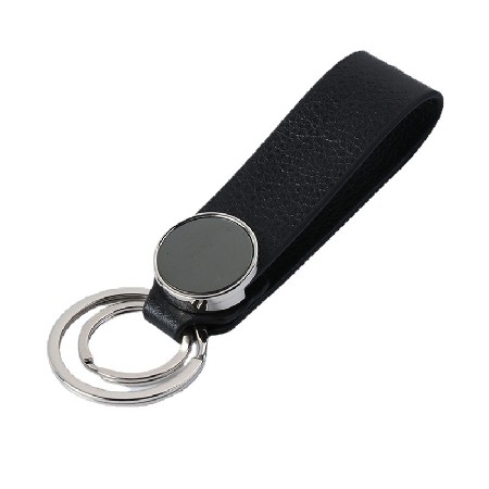 New round buckle leather decoration keychain, car accessory creative small gift keychain manufacturer keyring